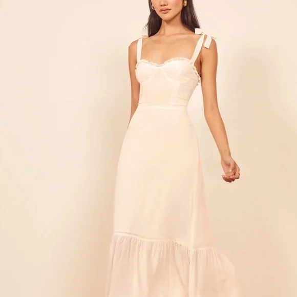 NWT Reformation Nikita Dress Ivory - Picture 2 of 8